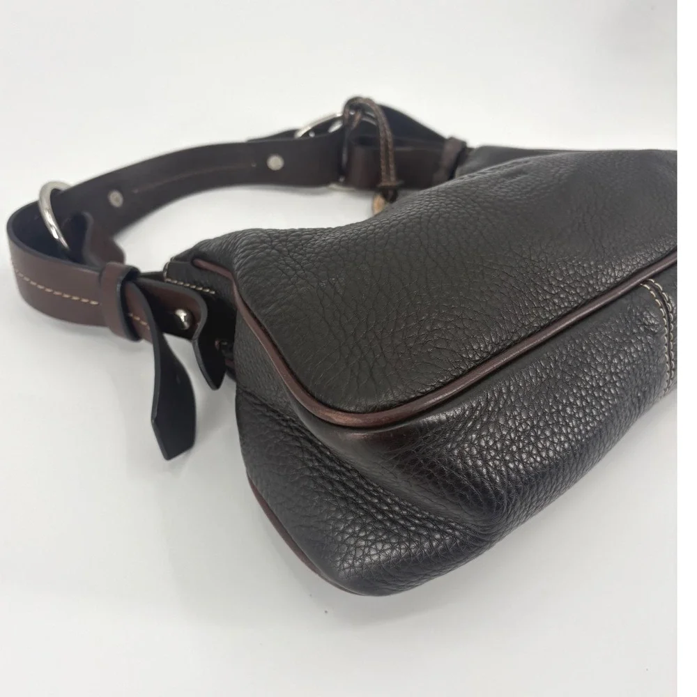Dooney & Bourke Dark Brown Pebbled Leather Shoulder Bag Purse - Picture 4 of 9